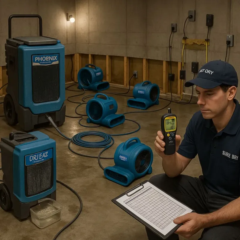 Structural Drying and Dehumidification process in Hamilton County, IL